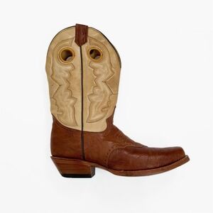 Corral Boots Womens 8 Brown Ivory Leather Embroidered Cowgirl Western Rodeo